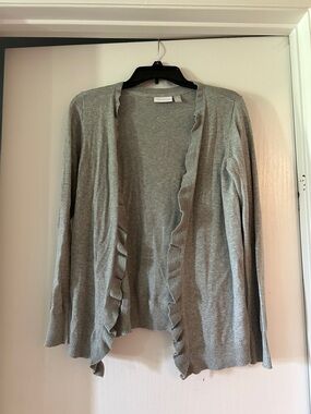 Children’s Place Light Gray Ruffle-Trim Open Cardigan Sweater